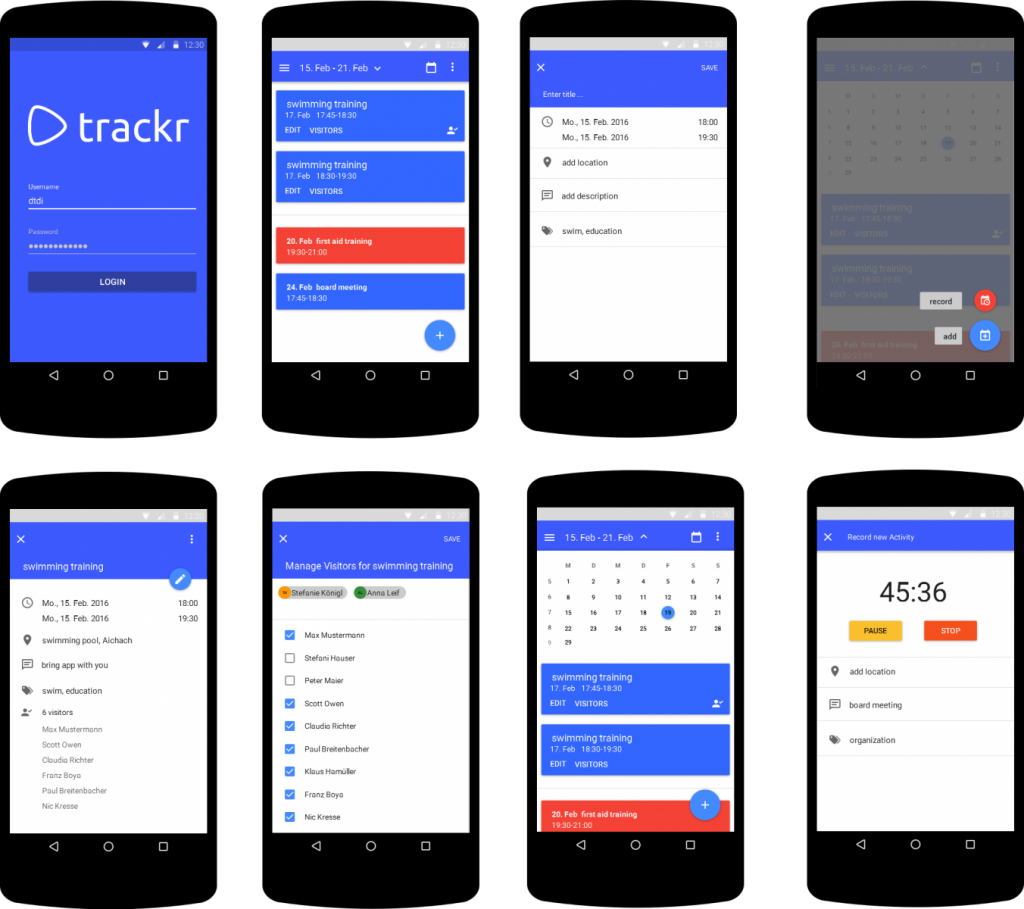 Konzept von trackr - einer App zur Verwaltung von Anwesenheiten